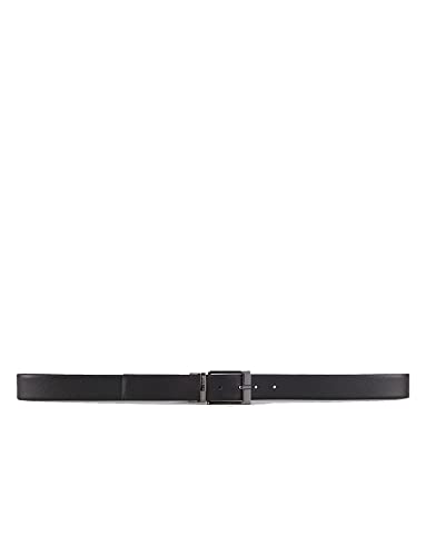 Armani Exchange Leather Belt With Plaque, Cinturón Hombre, Azul (Navy/Dark Blue), One Size