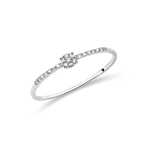 MIORE anillo de compromiso solitario ilusión con diamantes 0,06 quilates en oro blanco de 9 quilates 375