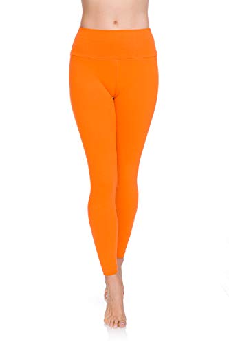 SOFTSAIL - Leggings de algodón para Mujer Cintura Alta Control del Vientre Deportes Gimnasio Fitness Pantalones elásticos para Mujer Color sólido Tallas Grandes Naranja 42 LWP