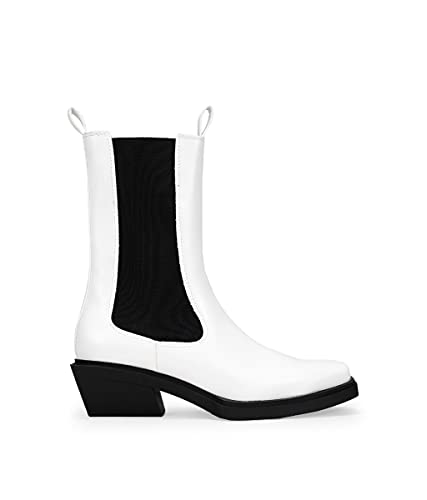 BOSANOVA Botines estilo 'chelsea boots' con elásticos laterales y detalle de suela cuadrada. Sin cierre. Calzado para mujer BLANCO 37