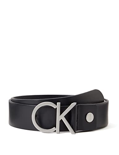 Calvin Klein Mujer Cinturón Ck Logo Belt 3.5 cm Cinturón de Cuero, Negro (Black), 90 cm