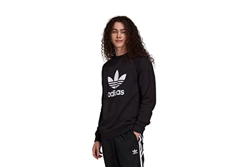 adidas Trefoil Crew Sweatshirt, Mens, Black/White, XL