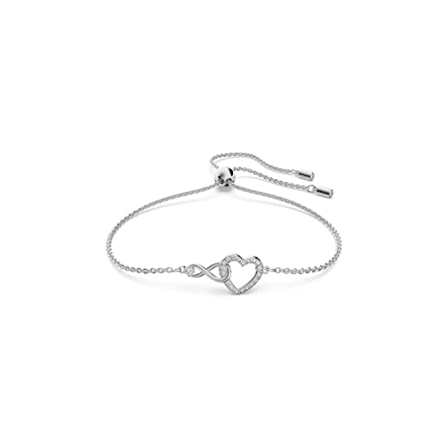 Swarovski Pulsera Infinity para Mujer, con Símbolo Infinito Y Corazón, Cristales Blancos, En Baño de Rodio, Colección Swarovski Infinity