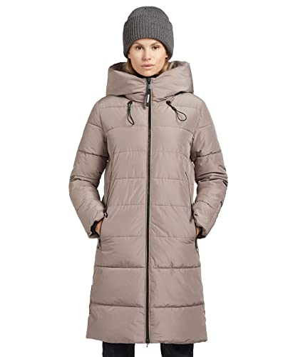 khujo JILIAS2 - Abrigo de invierno para mujer, con cremallera bidireccional y capucha, beige, XL