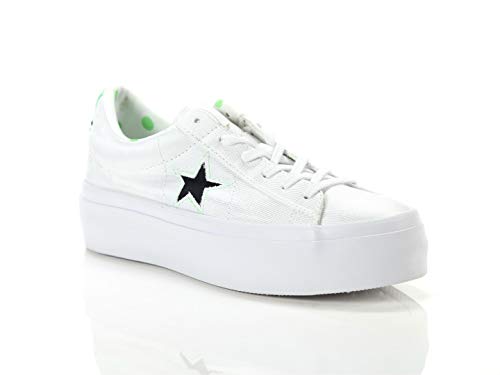 Converse, One Star Platform - Zapatillas de tela, color blanco, talla 38