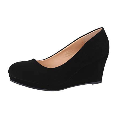 Elara Zapato de Tacón Alto Mujer Cuña Plataforma Chunkyrayan Negro B8011Y-PM-37-Schwarz