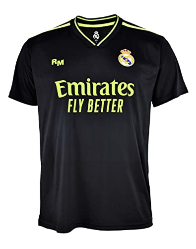 Real Madrid Camiseta Tercera Equipación Temporada 2022/2023 - Adulto - Réplica Oficial Licenciada - Color Negro - Adulto