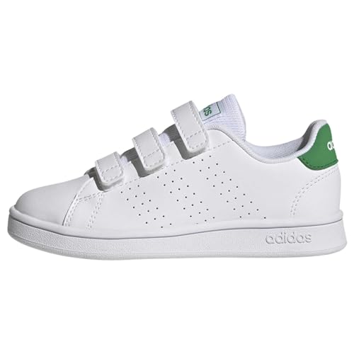 adidas Advantage Court Lifestyle Hook-and-loop Shoes, Zapatillas Unisex niños, Ftwr White Green Core Black, 31 EU