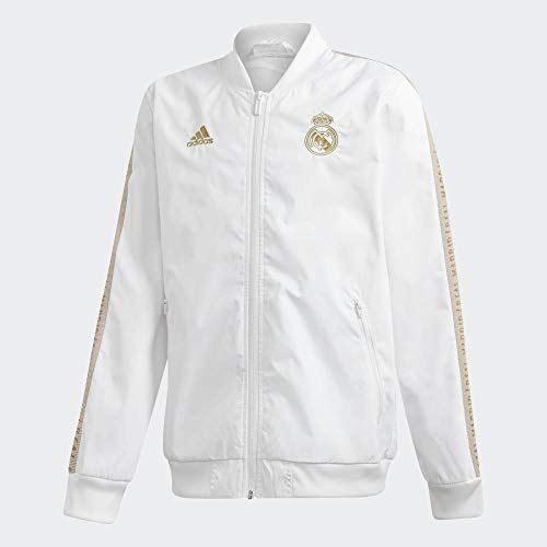 adidas Real Madrid Anthem Jacket Teens Chaqueta, Niños, Blanco (White/Dark Football Gold), 5-6Y