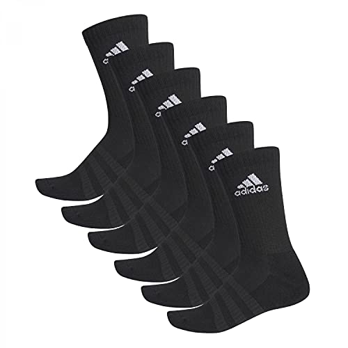 adidas Cush CRW 6PP Calcetines, Unisex Adulto, Top:Black/Black/Black/Black Bottom:Black/Black, S