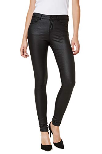 Vero Moda Mujer Vmseven Nw S.slim Smooth Coated Pants Pantalones, Negro (Black/Coated), S / 32L