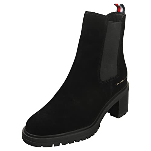 Tommy Hilfiger Outdoor Chelsea Mid Heel Boot 619, Botas de Moda Mujer, Negro (Negro), 39 EU
