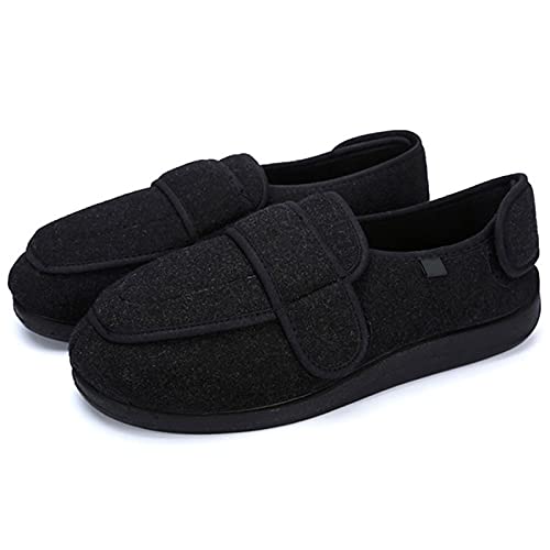 gaoxiao Zapatos Diabéticos Para Mujeres, Zapatos para Caminar Pies Hinchados Ortopédicas para Mayores Artritis, Antideslizante Invierno Cómodas Pantuflas (Size:35,Color:Negro)