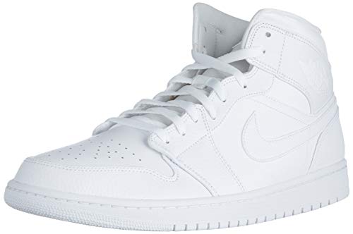 NIKE Air Jordan 1 Mid, Zapatos de Baloncesto Hombre, Blanco (White/White/White), 41 EU