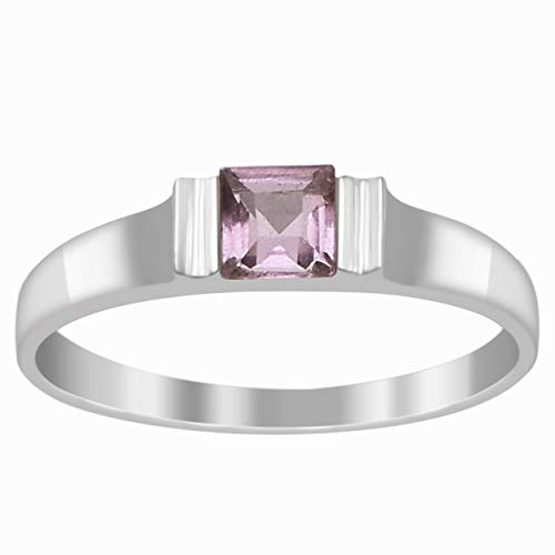 Shine Jewel Delicado anillo de compromiso de plata esterlina 925 con amatista natural de baguette delicada (11)