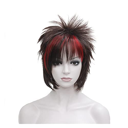LUCBEI Peluca de Pelo Sintético Pelucas Sintéticas Peinado Punk De Peluca De Pelo Corto Y Liso Mujer Larga Pelucas (Color : 01, Size : 6inches)