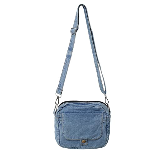 Bolso de hombro de mezclilla para mujer, bolsos cruzados vintage, bolsos casuales para teléfono, bolsos de tela vaquera, bolsa de mensajero, azul claro