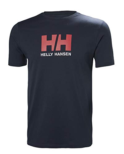 Helly Hansen Logo T-shirt Camiseta de manga corta hecha de algodón, con logo HH en el pecho, Color Azul Marino, XL