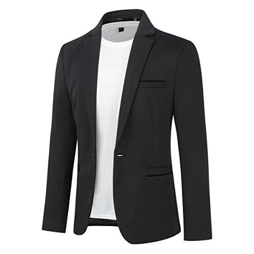 Allthemen Blazer Chaqueta de Traje para Hombre diseño Ajustado con botón de veston Blazer para Hombre Elegante Formal para Bodas Negocios y veladas Negro XL
