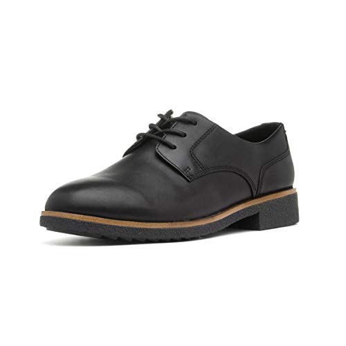 Clarks Griffin Lane, Zapatos de Cordones Derby Mujer, Negro (Black Leather Black Leather), 38 EU
