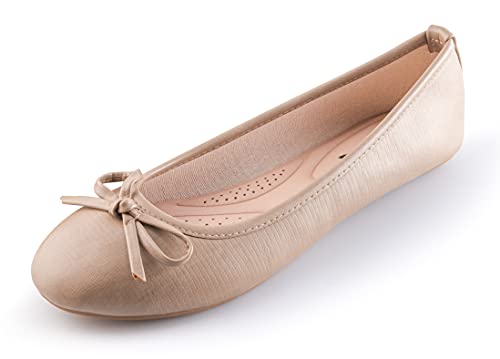 Bailarinas Mujer Zapatos Ballet Flats con Punto Cerrada (Beige, Numeric_36)
