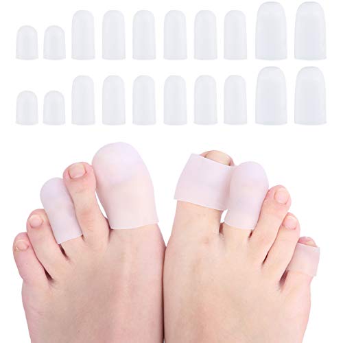Punteras de gel, protectores para los dedos de gel de silicona para amortiguar, eliminar callos y proteger los pies de las ampollas, 20 unidades
