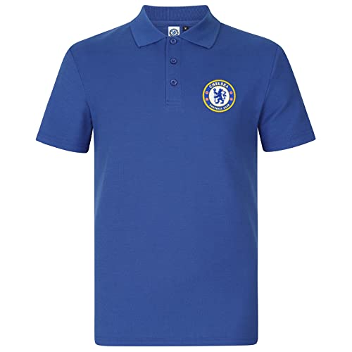 Chelsea FC - Polo Oficial para Hombre - con el Escudo del Club - Azul Real - Large