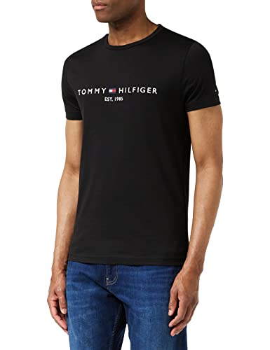 Tommy Hilfiger TOMMY LOGO TEE, Camiseta, Hombre, Negro (Jet Black), L