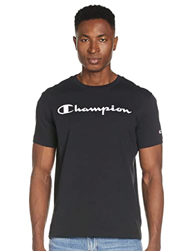 Champion Legacy Classic Logo S/S Camiseta, Hombre, Negro, S