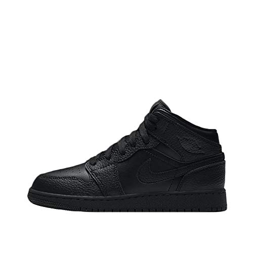 Nike Air Jordan 1 Mid (GS), Zapatillas de básquetbol, Black Black Black, 39 EU