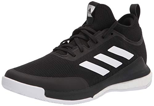 adidas Women's Crazyflight Mid Volleyball Shoe, Black/White/Black, 5