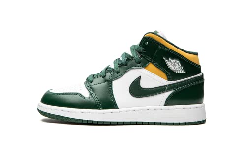 NIKE Air Jordan 1 Mid GS Trainers 554725 Sneakers Zapatos (UK 3.5 us 4Y EU 36, Noble Green Pollen White 371)