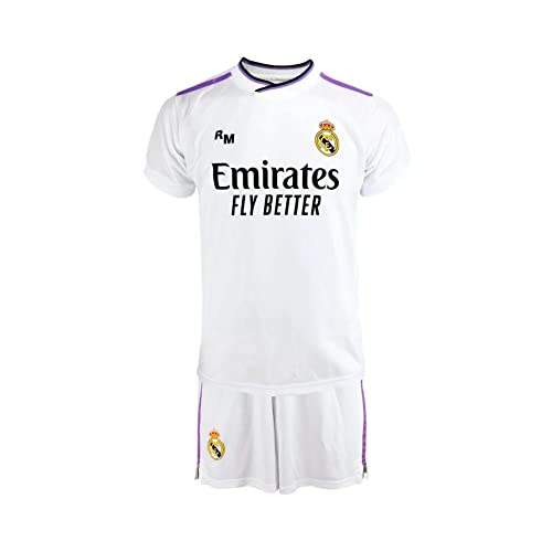 R ROGER'S Real Madrid Conjunto niño Camiseta y Pantalón 1ª EQ. Temporada 2022-23 - Producto con Licencia - 100% Poliéster - Dorsal Liso (as4, Age, 12_Years, Regular, Regular)