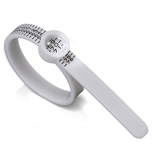 Meowoo Medidor Anillos Dedo Ring Sizer Banda de Anillo Medidor para Reino Unido Anillos Dedo Mandril Calibrador(Blanco)