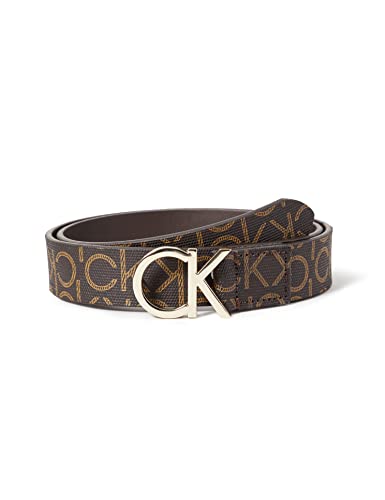 Calvin Klein Cinturón para Mujer Ck Mono Belt 3 cm de Cuero, Marrón(Brown Mono), 95 cm
