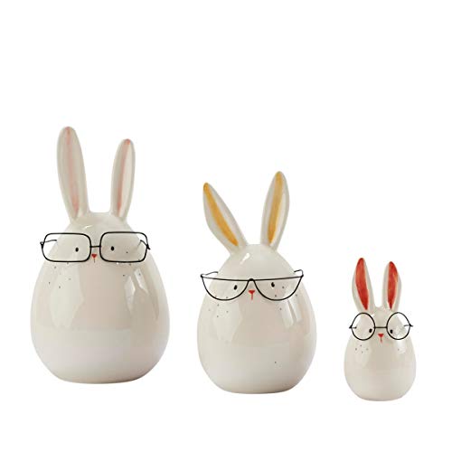 Pureday Conjunto de figuritas Decorativas, 3-tlg. Conejos - con Gafas