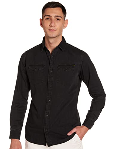 Jack & Jones Hombre Jjesheridan Shirt L/s Camisa vaquera,Negro (Black Denim Fit:Slim),X-Large