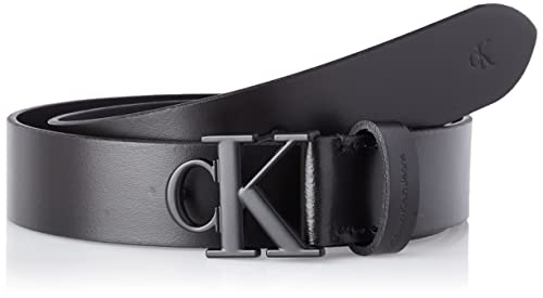Calvin Klein Jeans Round Mono Plaque Belt 30mm Cinturón, Negro (Black), 80 cm para Mujer