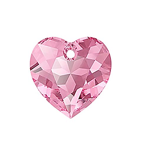 1 colgante de cristal de Swarovski con corte de corazón (6432), rosa, 14,5 mm (colgante de Swarovski Crystals con forma de corazón (6432), 14,5 mm), color rosa