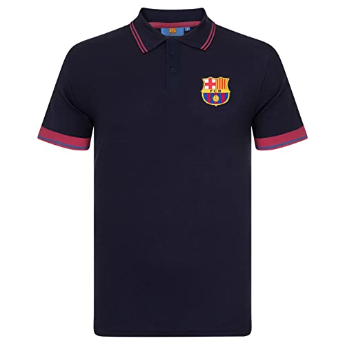 FCB FC Barcelona - Polo Oficial para Hombre - con el Escudo del Club - Azul Marino - Azul Marino - Large