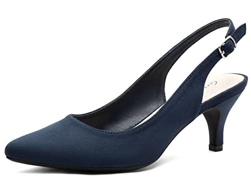 Greatonu Zapatos de Tacón Azules Suedes de Modas con Hebillas para Mujer Tamaño 38 EU
