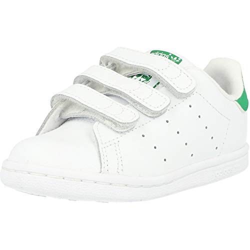 adidas Stan Smith CF, Zapatillas Unisex niños, Blanco (Footwear White/Footwear White/Green 0), 27 EU