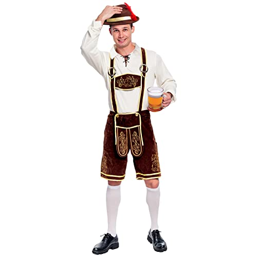 Spooktacular Creations Disfraz de Fiesta de Cervez Conjunto de de Oktoberfest bávaro Alemán disfraces para hombres Halloween (Marrón, L)