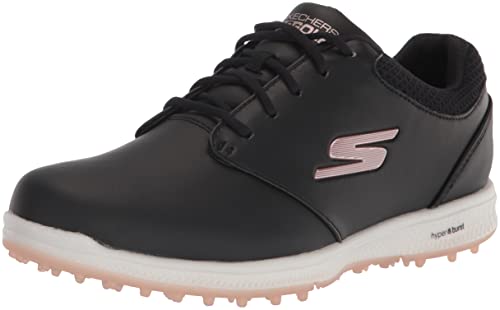 Skechers Elite 4 Hyper Burst-Zapatos de Golf Impermeables sin Espinas, Mujer, Negro y Oro Rojo, 39 EU