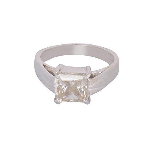 GEMHUB Anillo de diamante moissanita blanco brillante de 1,25 quilates, corte princesa, anillo de plata de ley 925