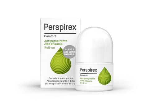 Perspirex ® | Perspirex Comfort | Desodorante Antitranspirante Axilas Roll on para pieles delicadas con efecto anti sudor duradero hasta 3 días | Controla el sudor y el olor cuidando tu piel | 20 Ml