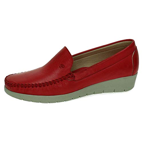MADE IN SPAIN 1709 MOCASÍN DE Piel Mujer Zapatos MOCASÍN Rojo 38