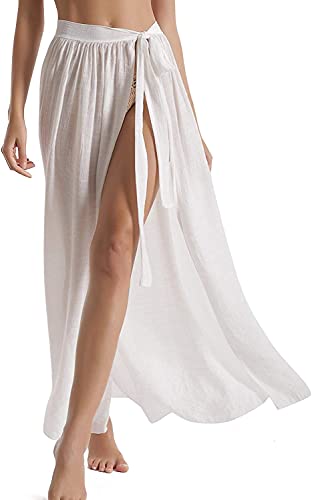 JFAN Vestido de Verano de Media Falda de Playa con Tirantes Talla única Blanco