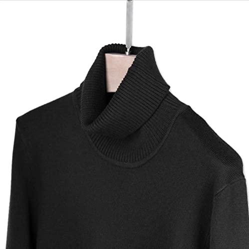 HIHELO Suéter de cuello alto de 6 colores de cuello alto masculino otoño e invierno casual slim fit cálido jersey masculino-negro, 4XL