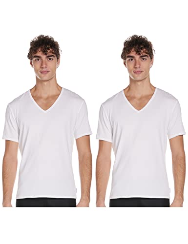 Tommy Hilfiger 2P S/S V Neck Camiseta, Blanco (Blanco 100), L para Hombre